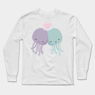 Kawaii cute jellyfish love Long Sleeve T-Shirt